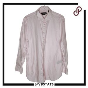 John Varvatos Men's Signature Tailored Slim Button-Up Shirt Pink Size 16 32/33
